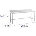 Stół blat roboczy stalowy nierdzewny przyścienny z rantem 200x70cm Royal Catering