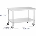 Stół metalowy gastronomiczny na kółkach z półką STAL 70 x 120 cm Royal Catering