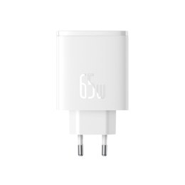 Ładowarka sieciowa GaN Cube Pro 65W 2x USB-C USB-A biała BASEUS