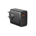 Ładowarka sieciowa GaN Cube Pro 65W 2x USB-C USB-A czarna BASEUS