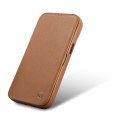 Skórzane etui iPhone 14 z klapką magnetyczne MagSafe CE Premium Leather jasny brąz ICARER