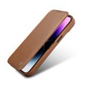 Skórzane etui iPhone 14 z klapką magnetyczne MagSafe CE Premium Leather jasny brąz ICARER