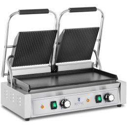 Grill kontaktowy podwójny z płytą gładką i ryflowaną 48 x 23 cm 3600 W Royal Catering