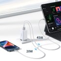 Szybka ładowarka sieciowa GaN 65W USB-A / 2x USB-C biała UGREEN