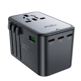 Uniwersalna ładowarka podróżna GaN 2x USB-A 3x USB-C wtyczki UK EU USA AUS czarna ACEFAST