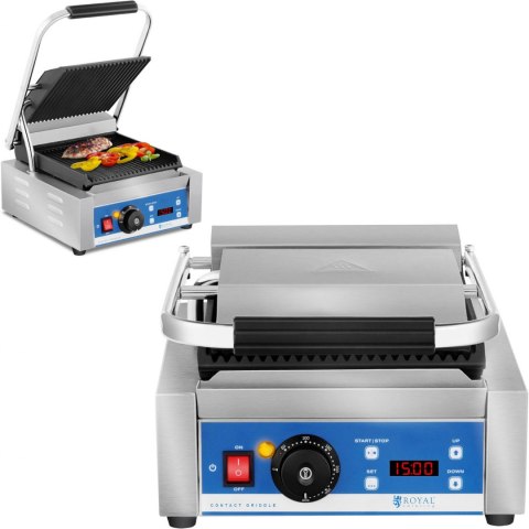 Kontakt grill elektryczny kontaktowy z wyświetlaczem LED żeliwne płyty 1800W Royal Catering